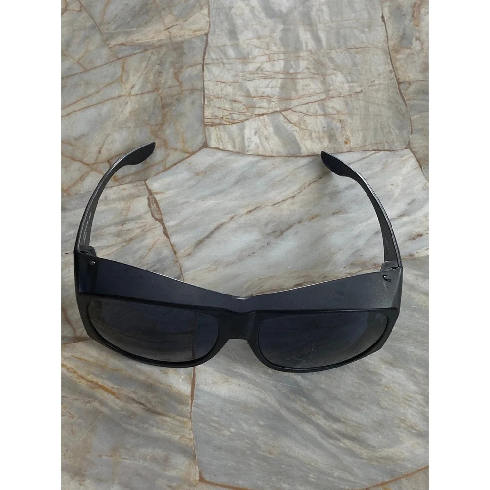 Solar Shield SS SQ LITE SMK-29003 Black Fit Over Wrap Sunglasses Square Smoke